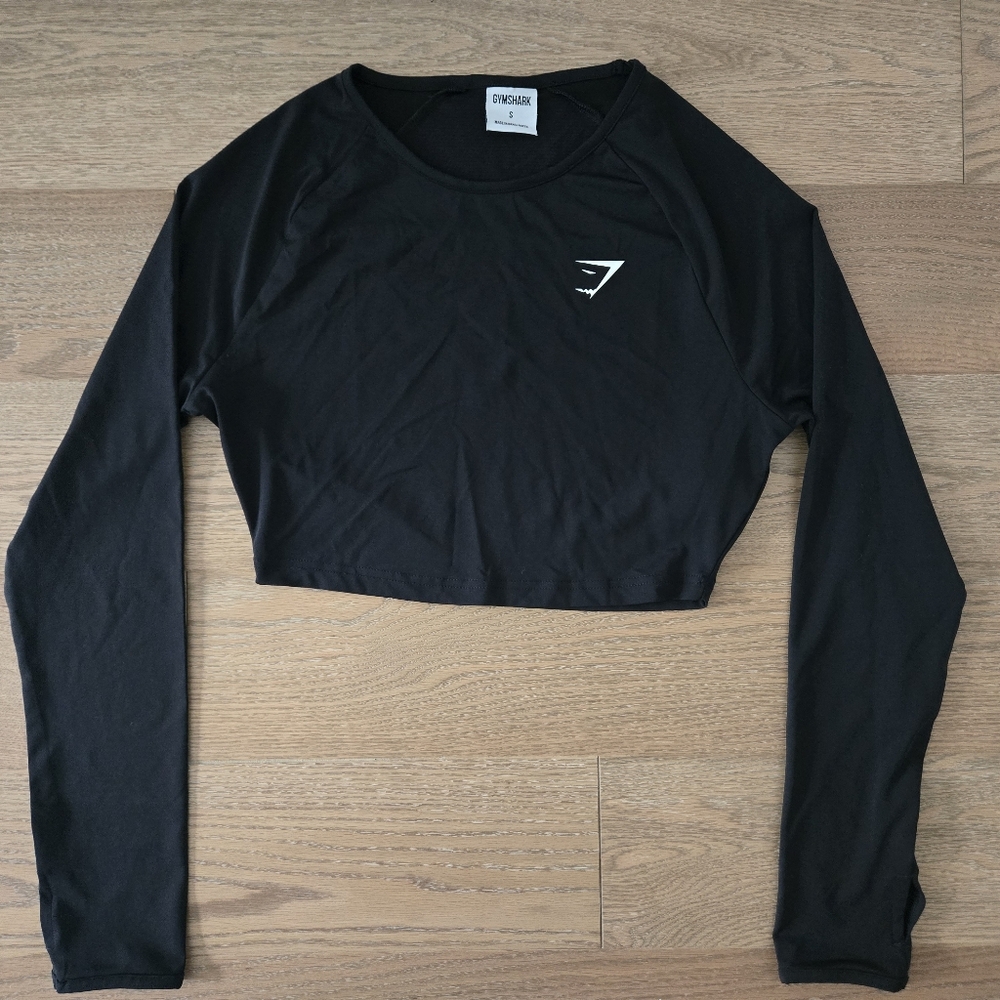 Gymshark Jet Black Long Sleeve Crop Top